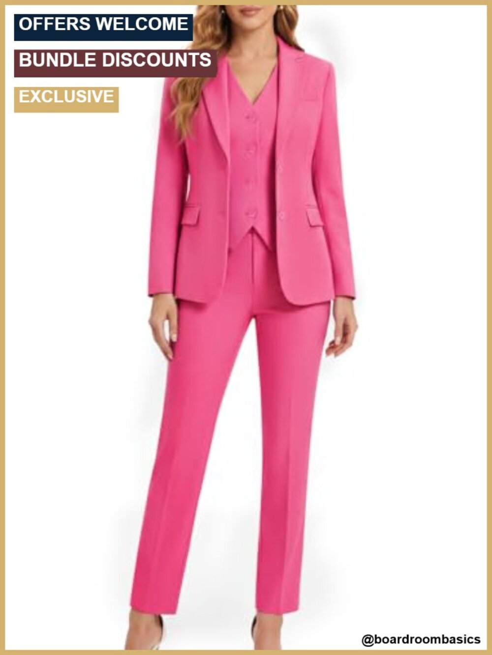 Women's 3 Piece Tuxedo Suit Set Blazer Vest Pants Business